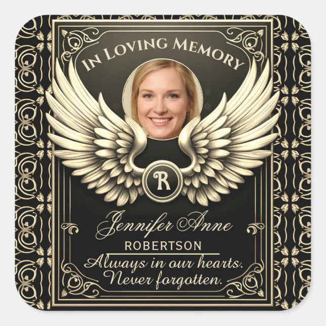 In Loving Memory Photo Template Square Sticker | Zazzle