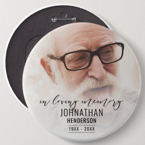 "In Loving Memory" Photo Tribute Pin Button Zazzle