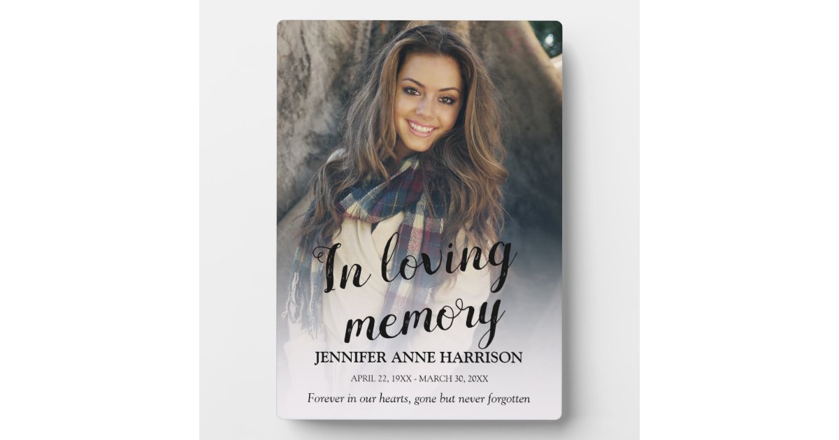In Loving Memory Photo Tribute Plaque | Zazzle.com image.