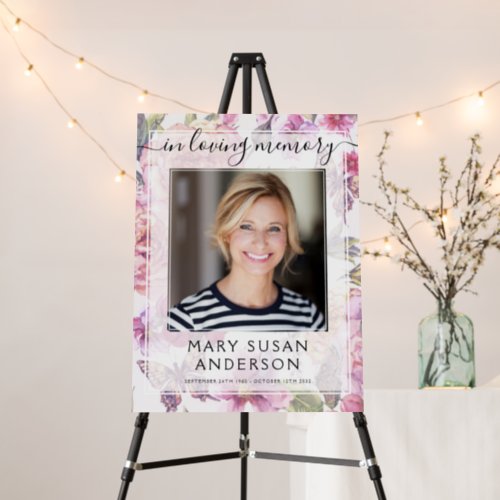 In Loving Memory Photo Vintage Floral Welcome Sign