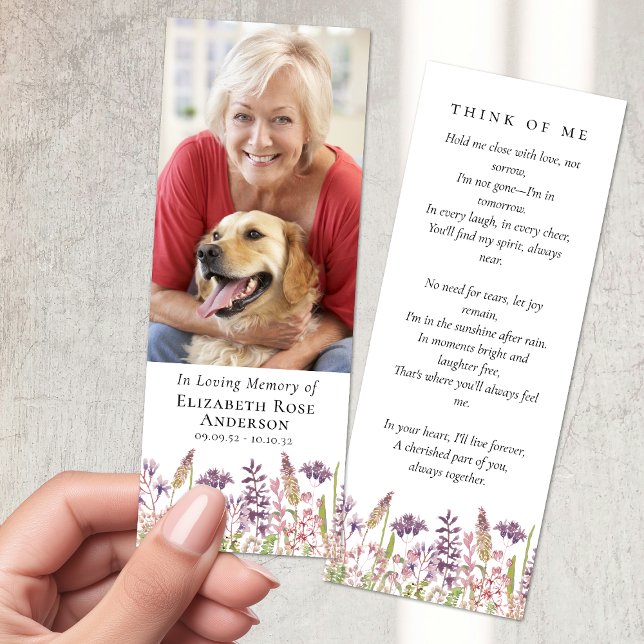 In Loving Memory Photo Wildflowers Funeral Bookmarks (Creator Uploaded)