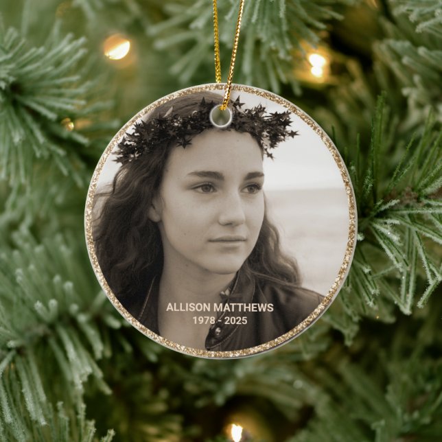 in Loving Memory Photo Wings Memorial Ceramic Ornament (Tree)