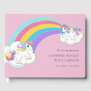 in loving memory pink childrens  funeral  guest book