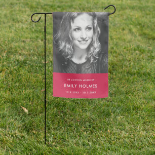 In Loving Memory Pink Feminine Memorial Photo Garden Flag
