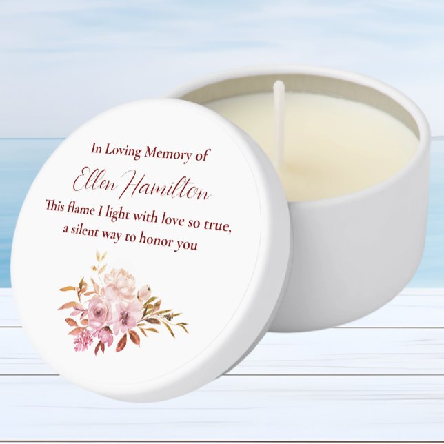 In Loving Memory Pink Floral Mini Candle Favors (Creator Uploaded)