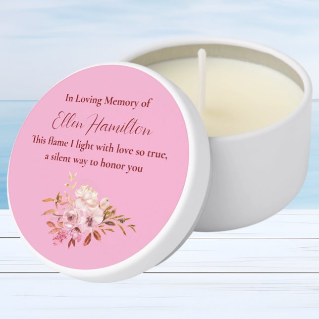 In Loving Memory Pink Floral Mini Candle Favors (Creator Uploaded)
