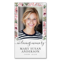 In Loving Memory Pink Floral Photo Tribute Magnet