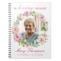 In Loving Memory Pink Floral Wreath Photo Funeral