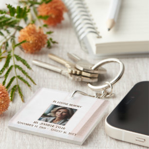 In Loving Memory Pink Funeral Memorial Keychain