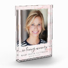 In Loving Memory Pink Marble Memorial Photo Block