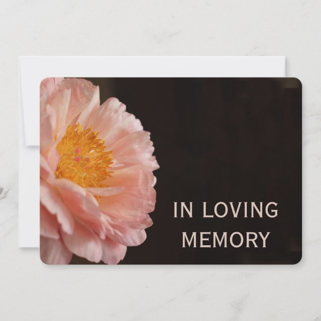 In Loving Memory Pink Peony Invitation (Front)