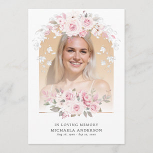 In Loving Memory Pink Watercolor Floral Memorial Program