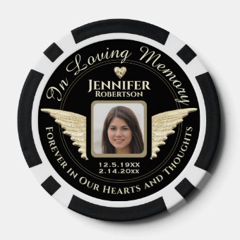 In Loving Memory Pocket Photo Remembrance Poker Chips | Zazzle