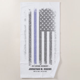 In Loving Memory Police Thin Blue Line Flag Beach  Towel