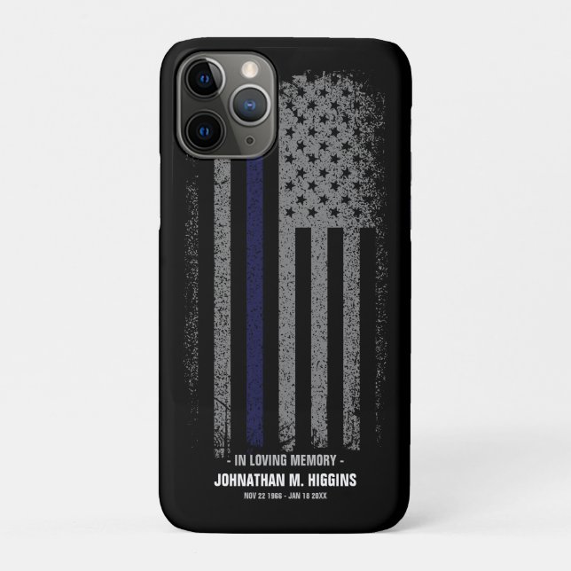 In Loving Memory Police Thin Blue Line Flag Case-Mate iPhone Case (Back)