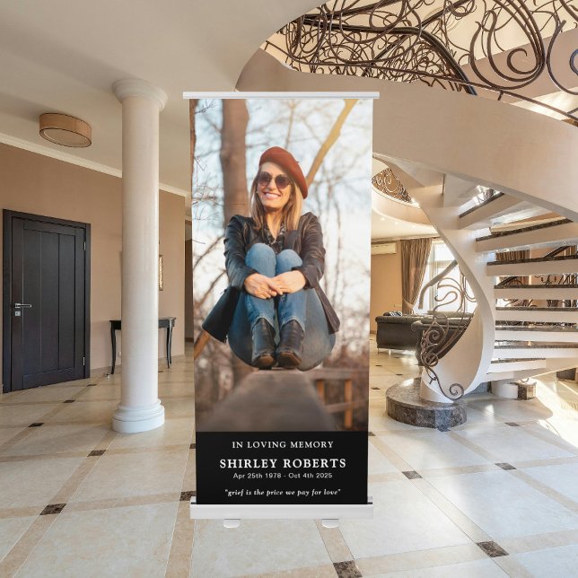 In Loving Memory Portrait Photo Collage Memorial Retractable Banner (Creator Uploaded)
