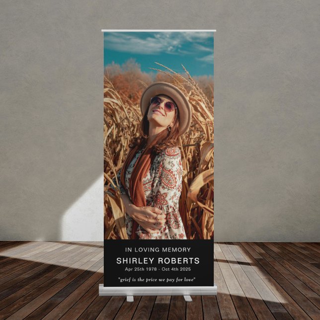 In Loving Memory Portrait Photo Memorial Retractable Banner (Creator Uploaded)