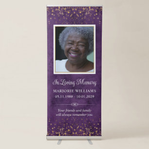 In Loving Memory Purple Custom Message & Photo Retractable Banner