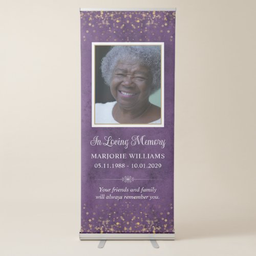 In Loving Memory Purple Custom Message  Photo Retractable Banner