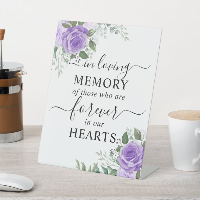 In Loving Memory Purple Floral  Pedestal Sign (In SItu)