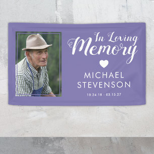 In Loving Memory Purple Memorial Photo Banner
