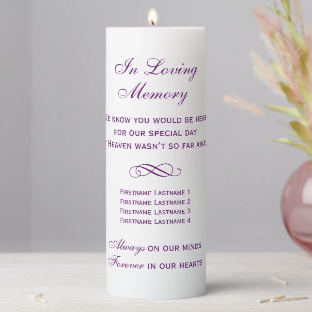 In Loving Memory Purple Verse Pillar Candle (In Situ)
