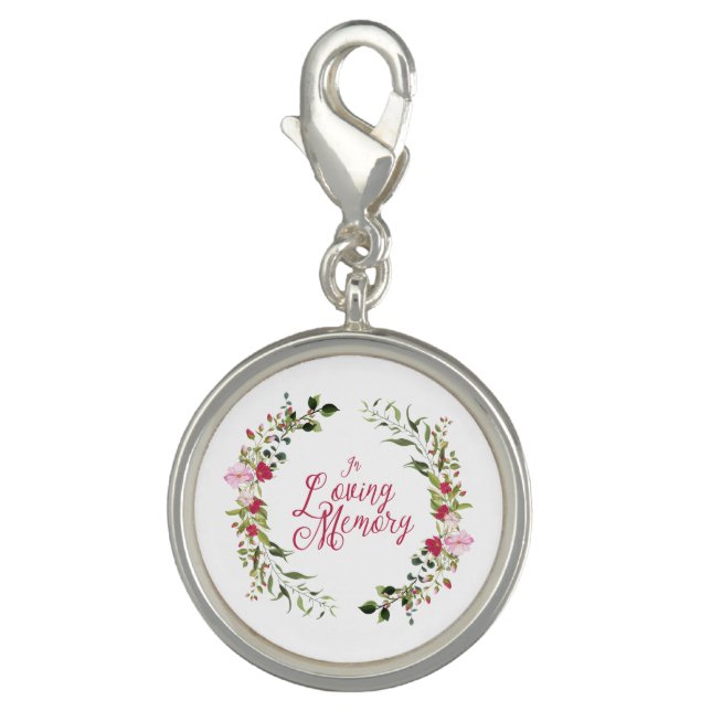 In Loving Memory Quote on Floral Garland Charm (Front)