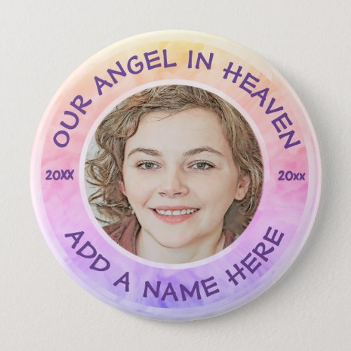 In Loving Memory Rainbow Custom Photo Memorial Button