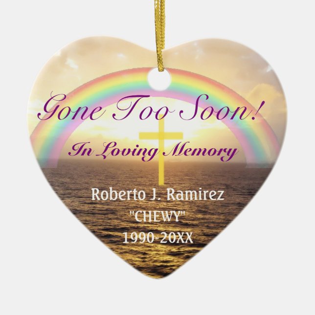 In Loving Memory Rainbow Memorial Keepsake Ceramic Ornament (Front)
