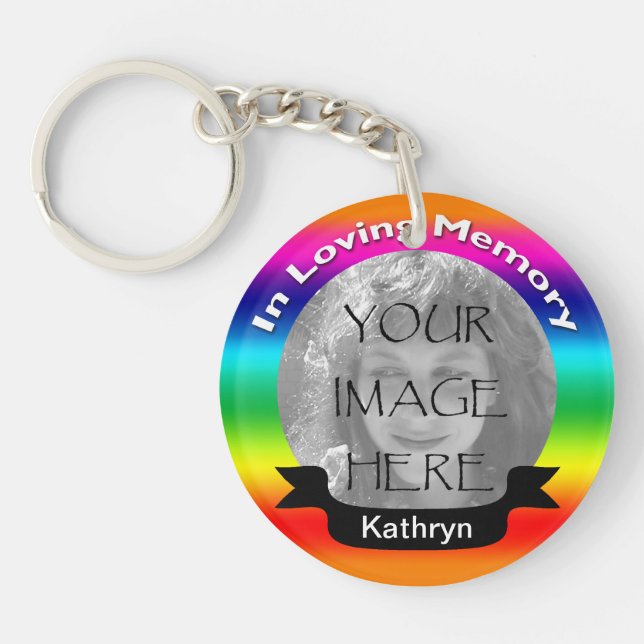 In Loving Memory Rainbow Photo Key Chain (Front)