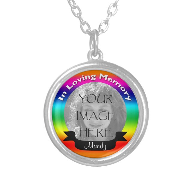 In Loving Memory Rainbow Photo Necklace Pendant (Front)