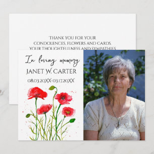 In Loving Memory Red Poppies Floral Funeral Invitation