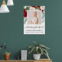 In Loving Memory Red Roses Floral Photo Poster