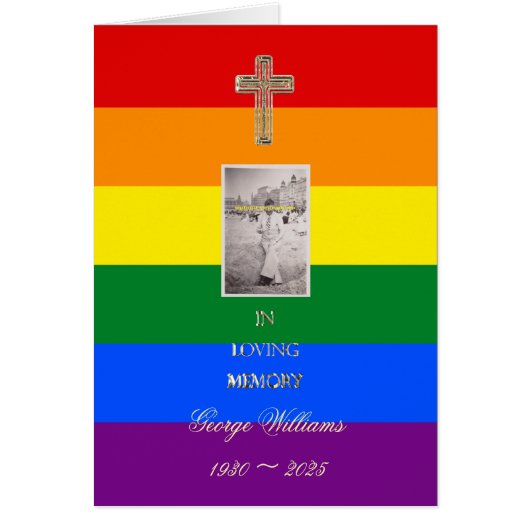 In Loving Memory Religious Golden Cross Photo LGBT (Front)