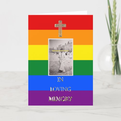 In Loving Memory Religious Golden Cross Photo LGBT Announcement