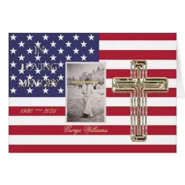 In Loving Memory Religious Golden Cross Photo USA Card In Loving Memory Religious Golden Cross Photo USA Card