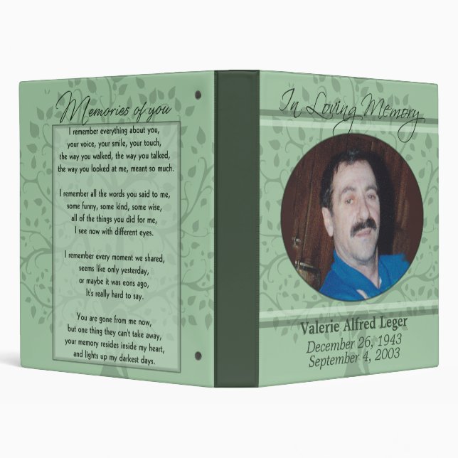 In Loving Memory / Remembrance Custom 3 Ring Binder (Background)