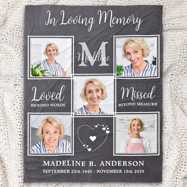 In Loving Memory Remembrance Custom 5 Picture Fleece Blanket (Creator Uploaded)