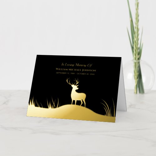 In Loving Memory Remembrance Funeral Memorial Deer Foil Greeting Card