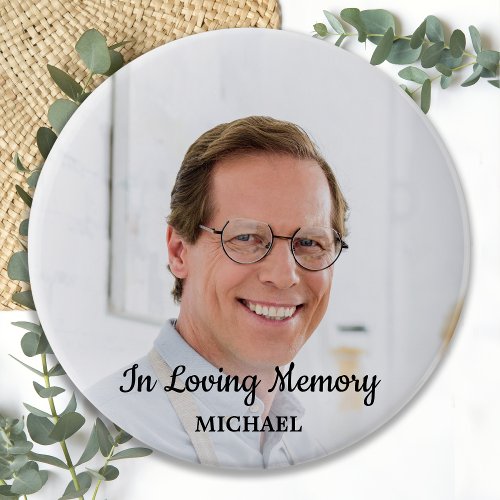 In Loving Memory Remembrance Modern Photo Memorial Button