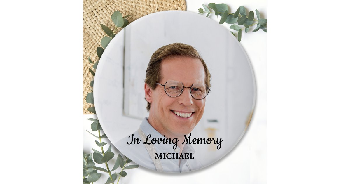 In Loving Memory Remembrance Modern Photo Memorial Button | Zazzle