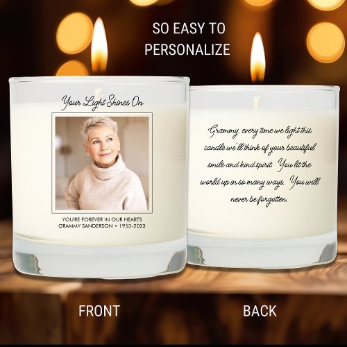 In Loving Memory Remembrance of Custom Photo Scented Candle