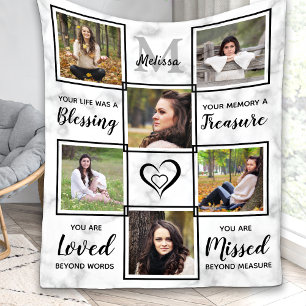 In Loving Memory Remembrance Photo Collage Fleece Blanket