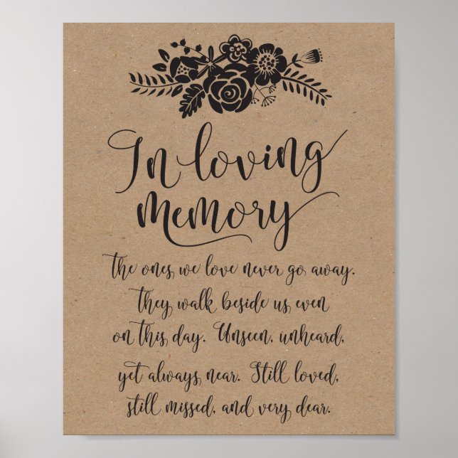 In Loving Memory Remembrance Wedding Ceremony Sign (Front)