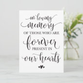 In Loving Memory Remembrance Wedding Ceremony Sign (Standing Front)
