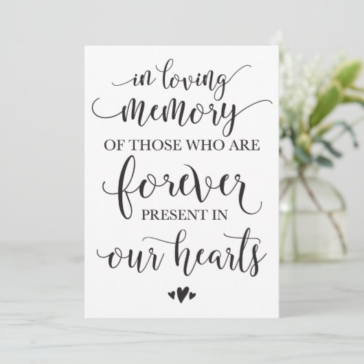 In Loving Memory Remembrance Wedding Ceremony Sign (Standing Front)
