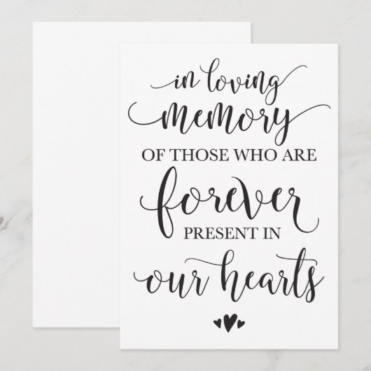 In Loving Memory Remembrance Wedding Ceremony Sign (Front/Back)