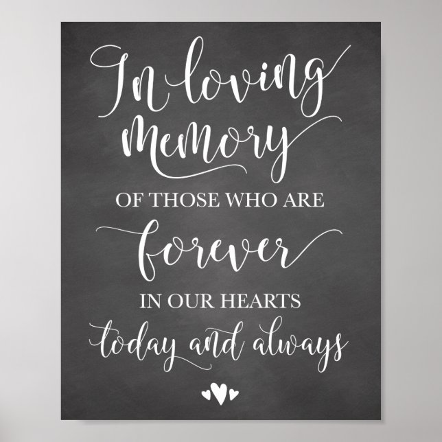 In Loving Memory Remembrance Wedding Ceremony Sign (Front)