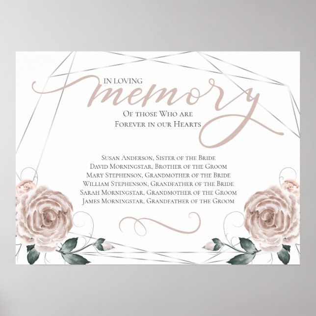 In Loving Memory Remembrance Wedding Ceremony Sign (Front)