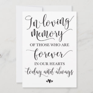 In Loving Memory Remembrance Wedding Ceremony Sign